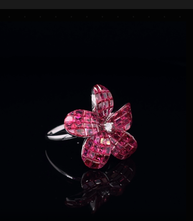 Ruby Flower with Diamond Ring (ARJS3648)