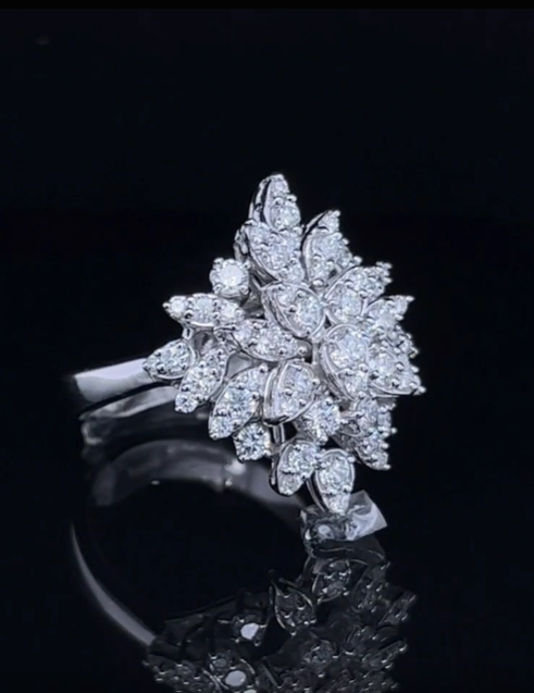 Mix Shape Flower Style Diamond Ring (ARJS3954)