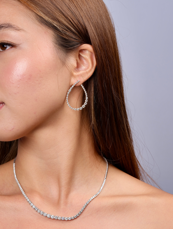 Round Graduation C Style Hoop Earrings (ARJS3731)