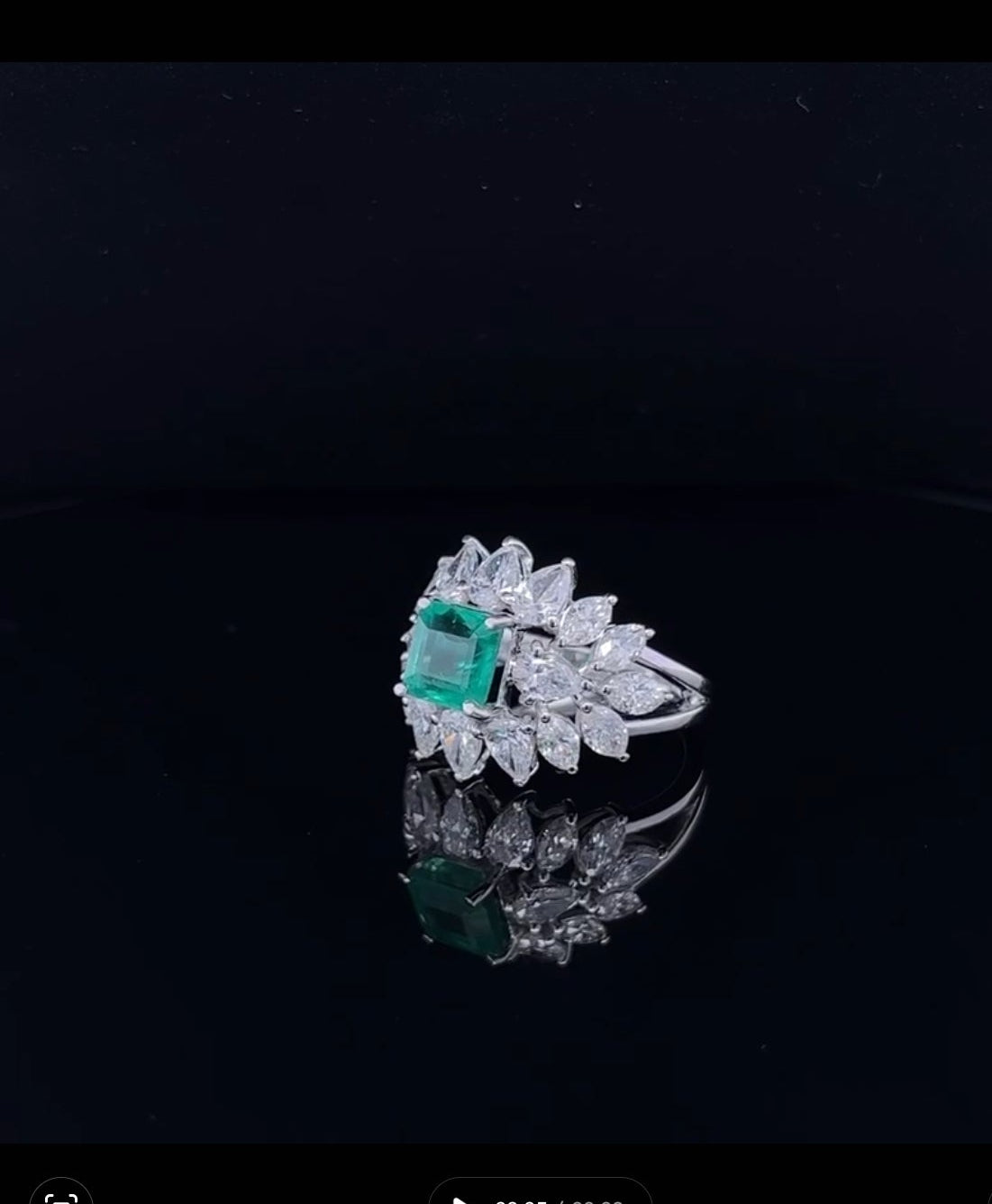 Asscher Emerald with Pear & Marquise Diamond Ring (ARJS2467)