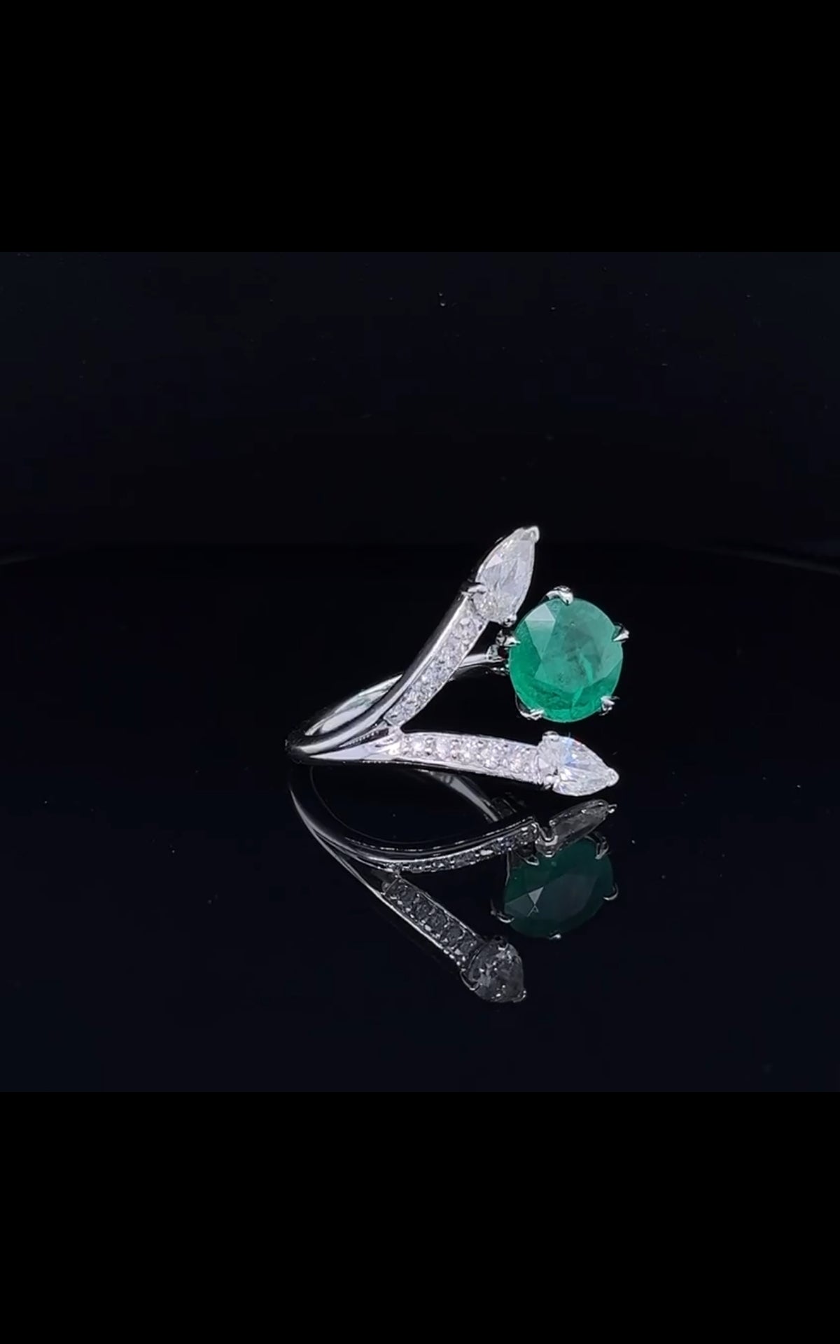 Round Cut Green Emerald With Diamond Ring (ARJS2457)