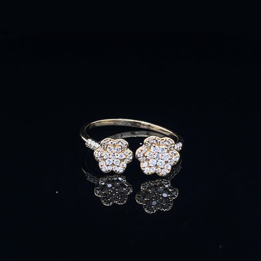 Flower Cluster Diamond Ring in Yellow Gold (BRD1255)