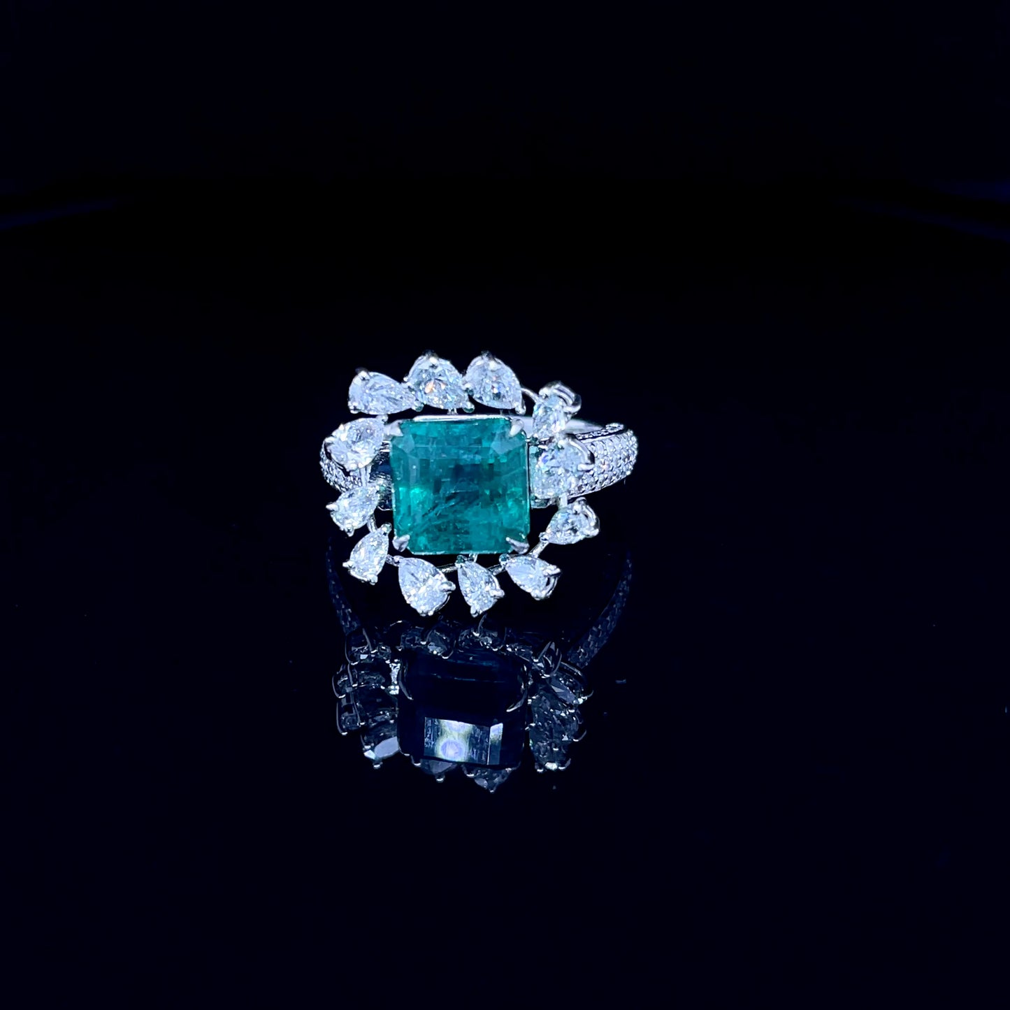 2CT Cushion Green Diamond Ring (ARJS2489)