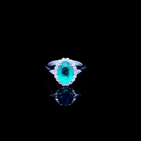 Green Emerald Oval Cut with Diamond Ring (ARJS2564)