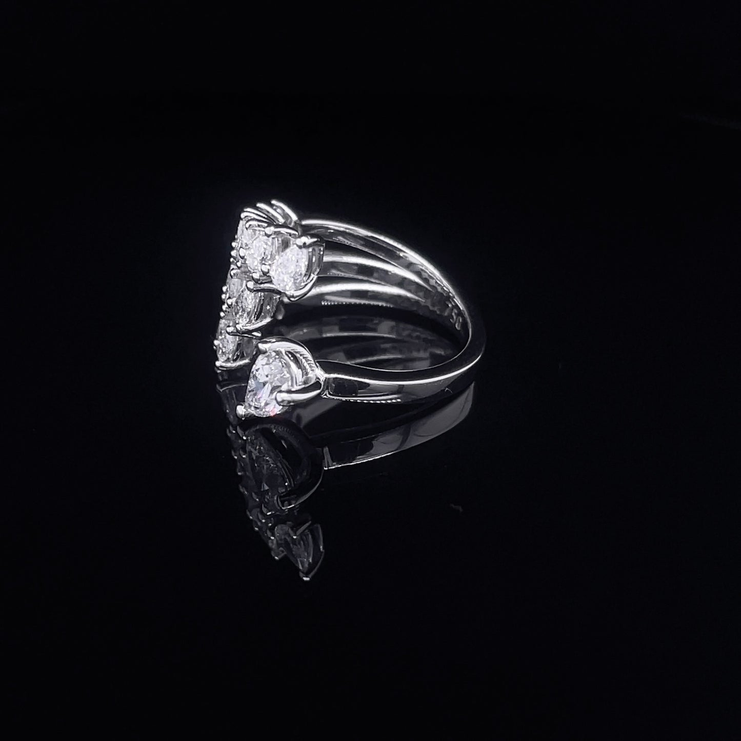 3 Line Pear Diamond Ring