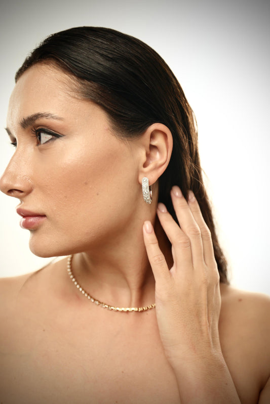 Round Paved Diamond Hoop Earrings (SKJ1210)