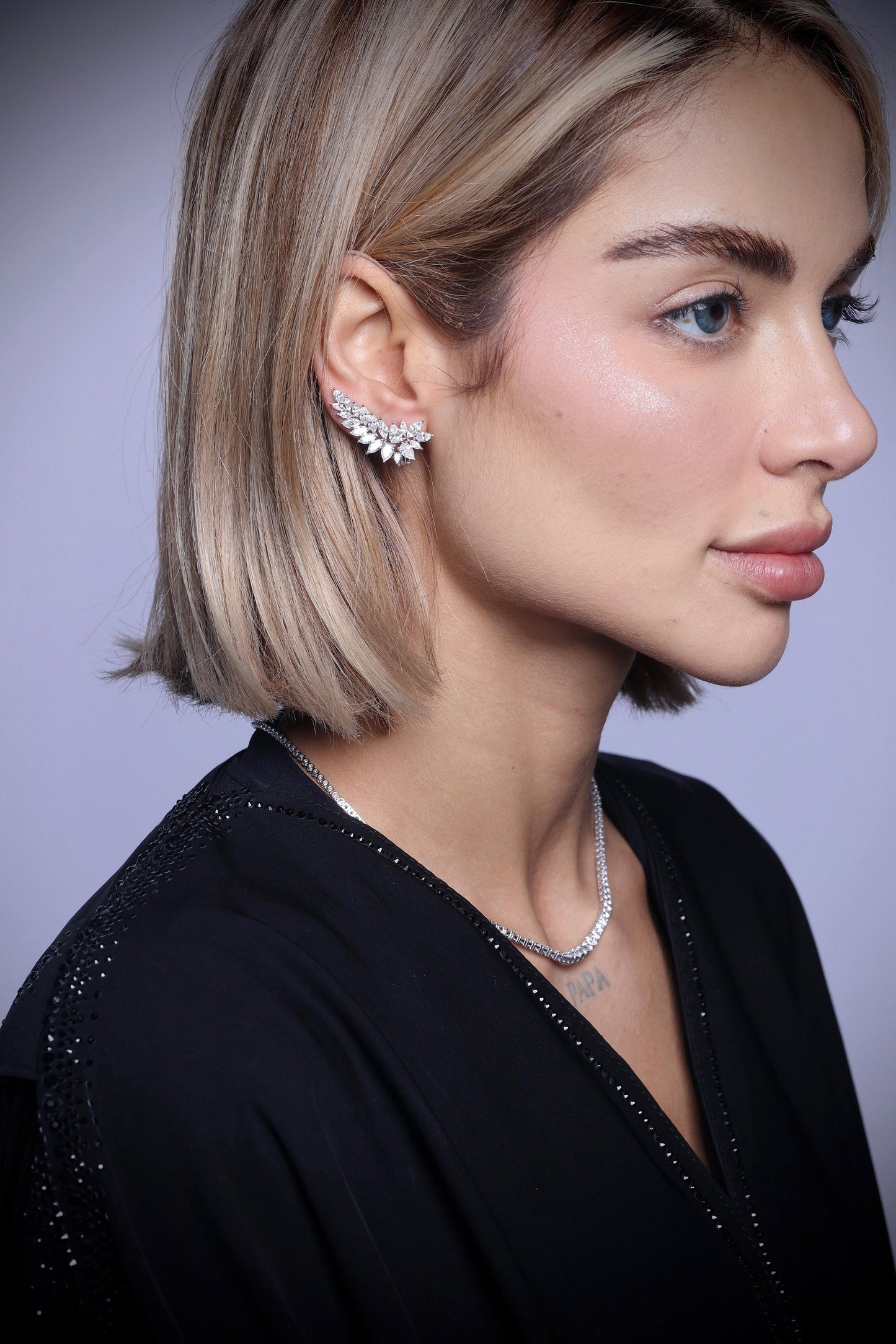 Pear & Marquise Climber Diamond Earrings (ARJS3171)