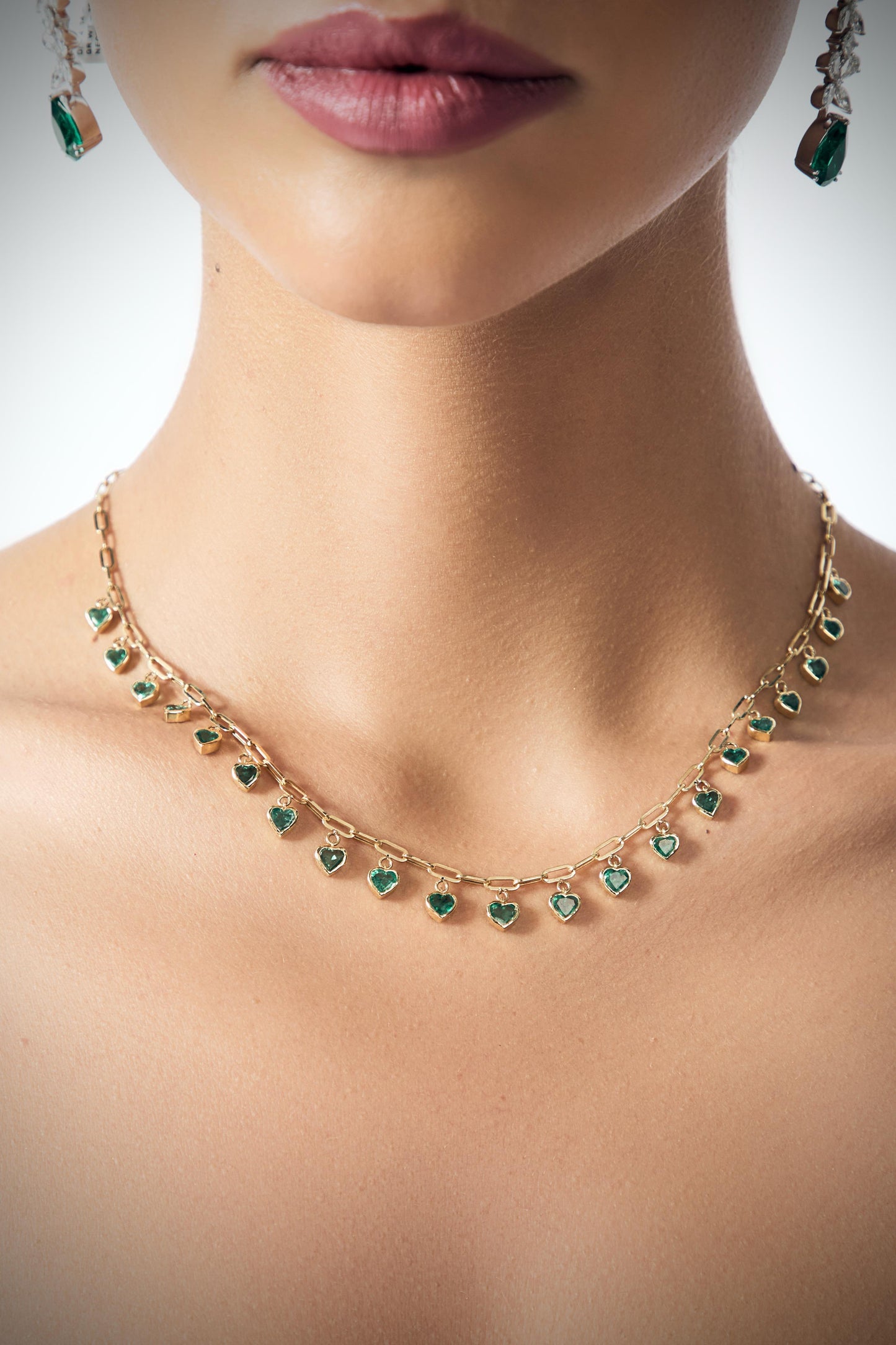 Heart Cut Green Emerald Charm Necklace