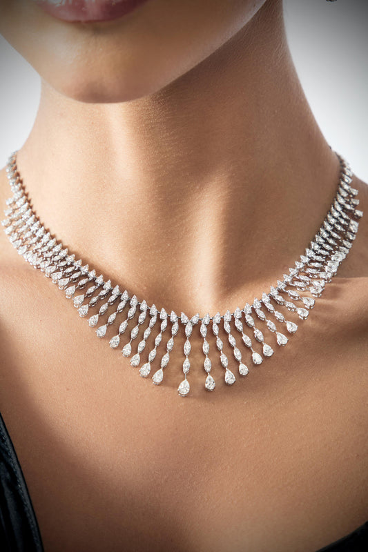 Round & Pear Diamond Necklace (ARJS2606)