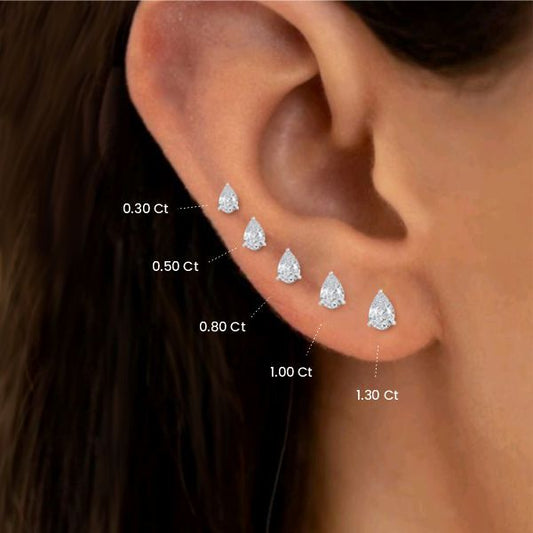 Half Carat Each Pear Diamond Studs (ARJS2328)