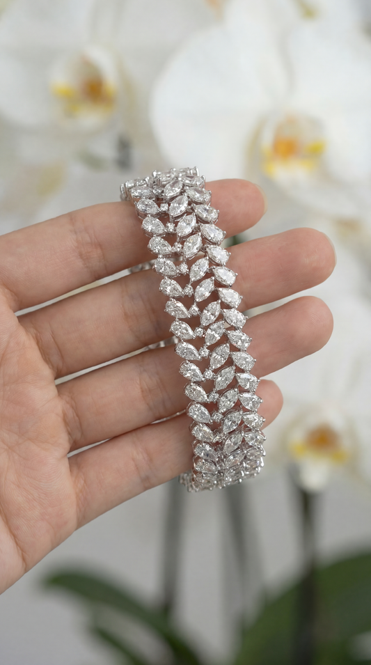 3 Line Pear & Marquise Diamond Bracelet (ARJS3376)