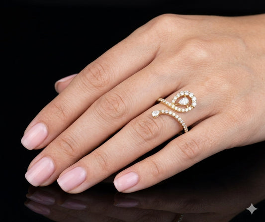 Pear Open Type Diamond Ring in Yellow Gold (BRD1237)