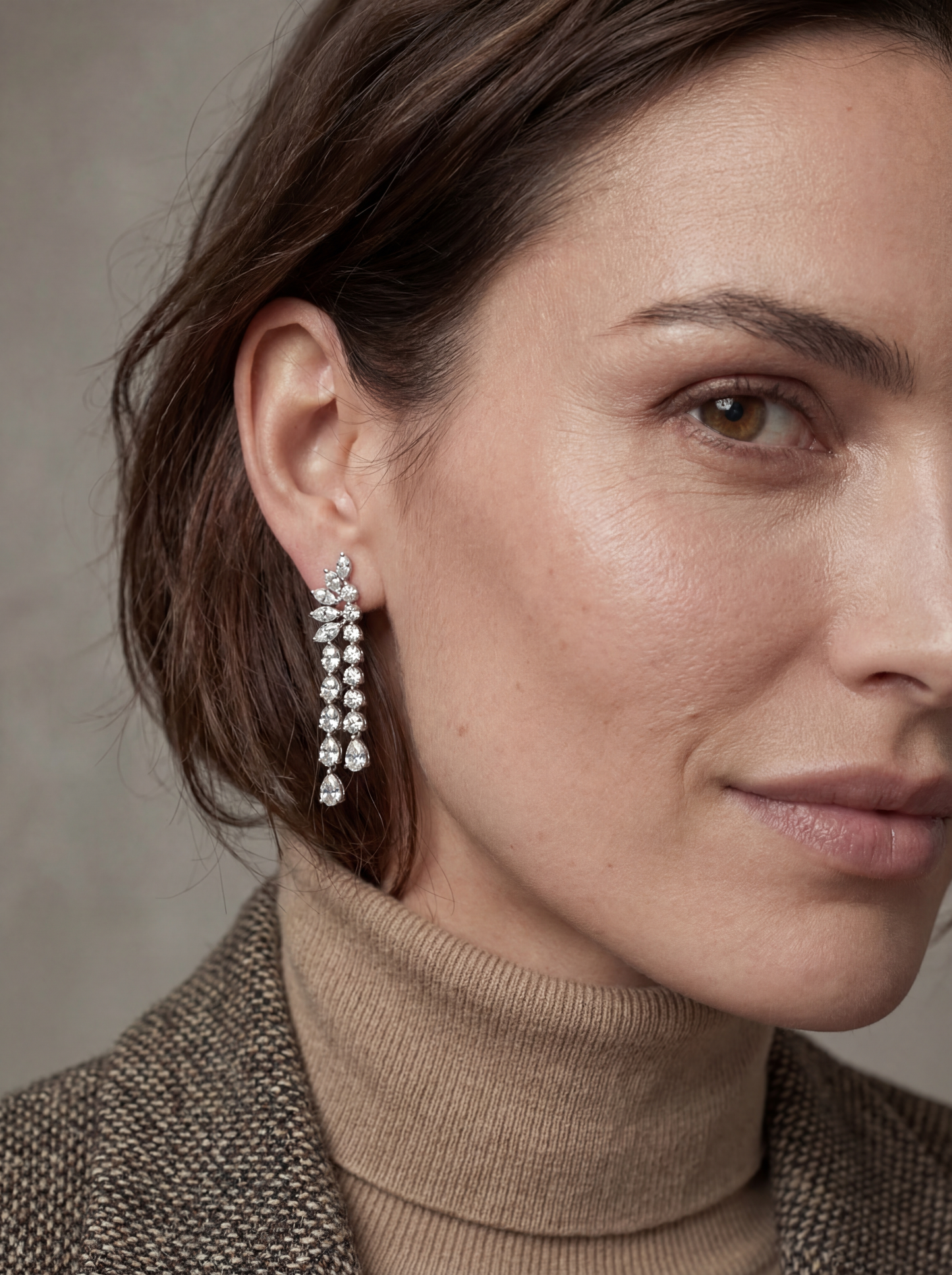 Pear, Marquise & Round Diamond Earrings (ARJS3606)