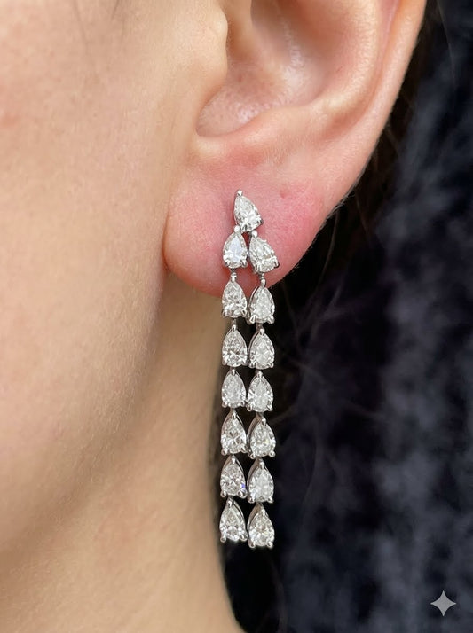 2 Line Pear Dangling Earrings (ARJS4040)
