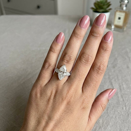 3 Carat Marquise With Side Diamond Pear Ring (ARJS4273)