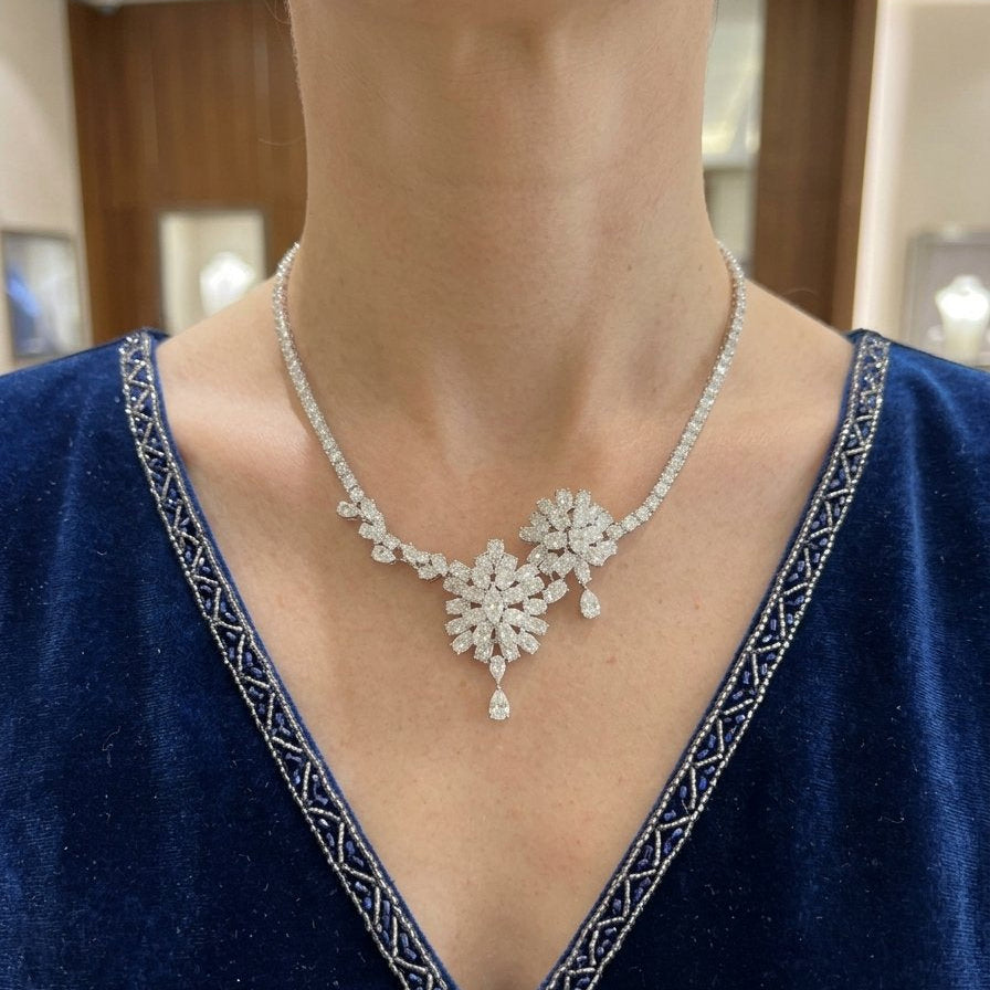 Modern Mosaic Multi-Shape Diamond Necklace (ARJS4296)