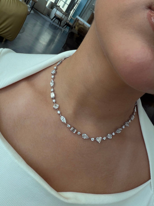 1 Carat Each Mix Cut Diamond Necklace (ARJS4190)