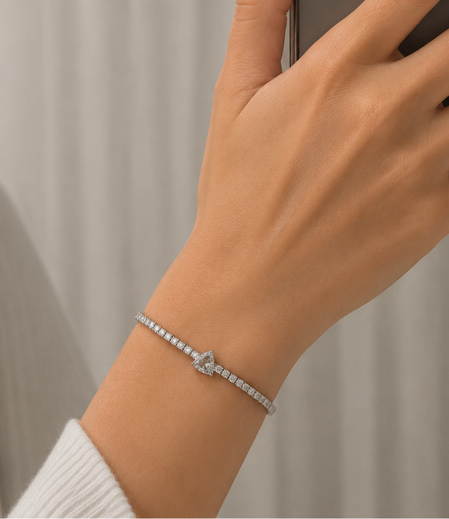 Tennis Bracelet with Triangle Centerstone (ARJS3988)