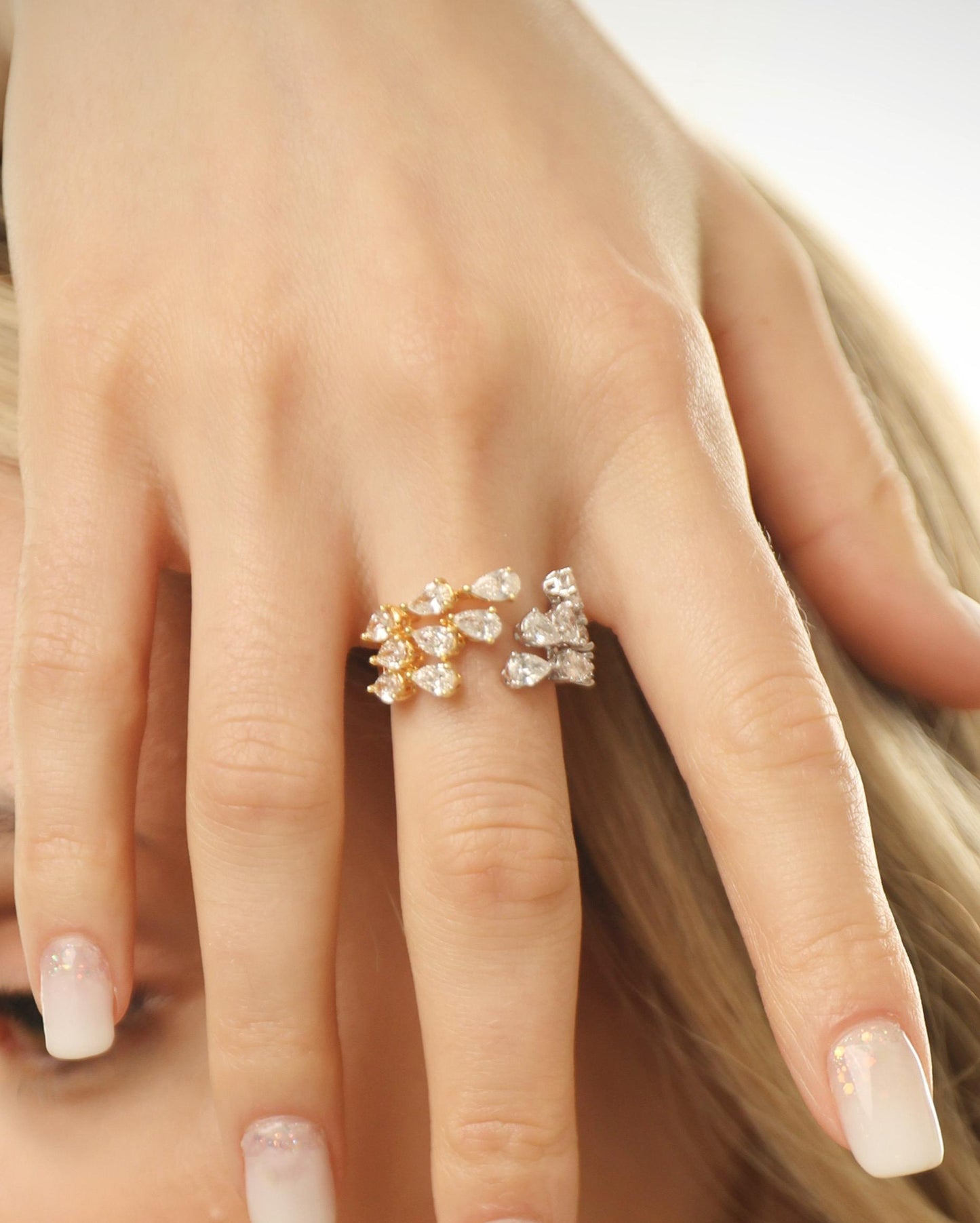 Pear Diamond 2 Toned Diamond Ring (ARJS2887)