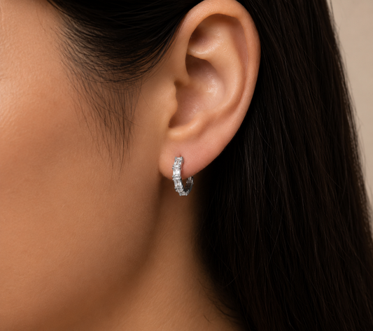 Emerald Hoop Diamond Earrings (ARJS2757)