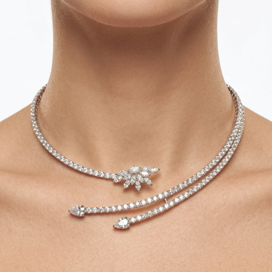 Classic Diamond Blossom Choker (ARJS4288)