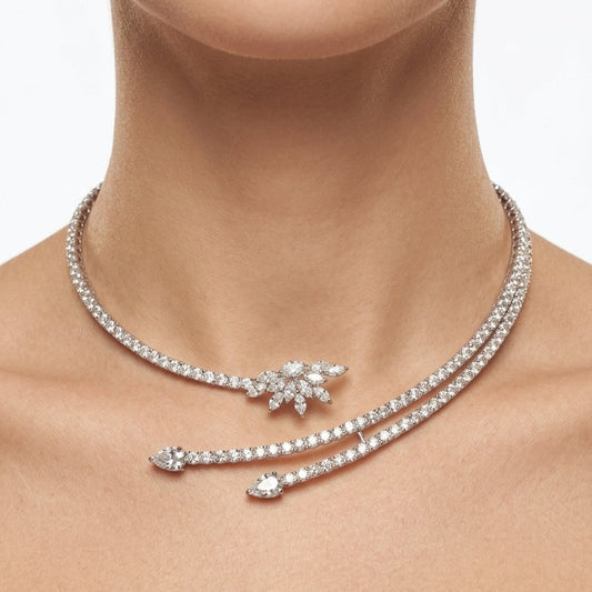 Classic Diamond Blossom Choker (ARJS4288)