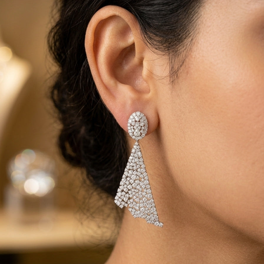 Celestial Shimmer Geometric Earrings (ARJS4266)