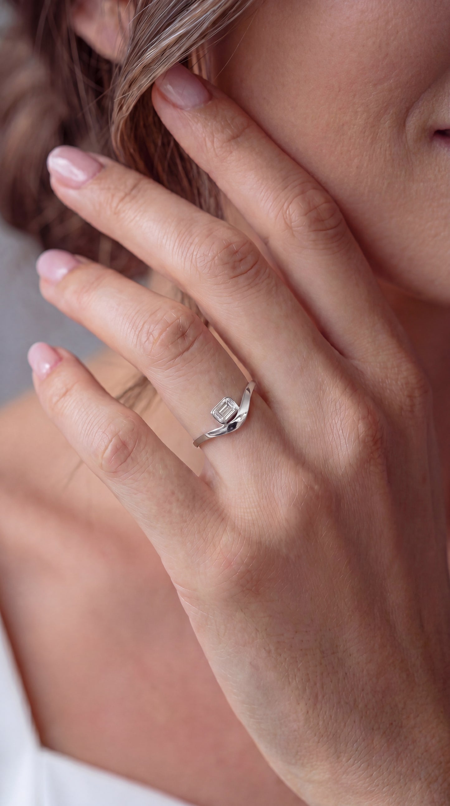 Half Carat Emerald White Gold Diamond Ring (ARJS3966)