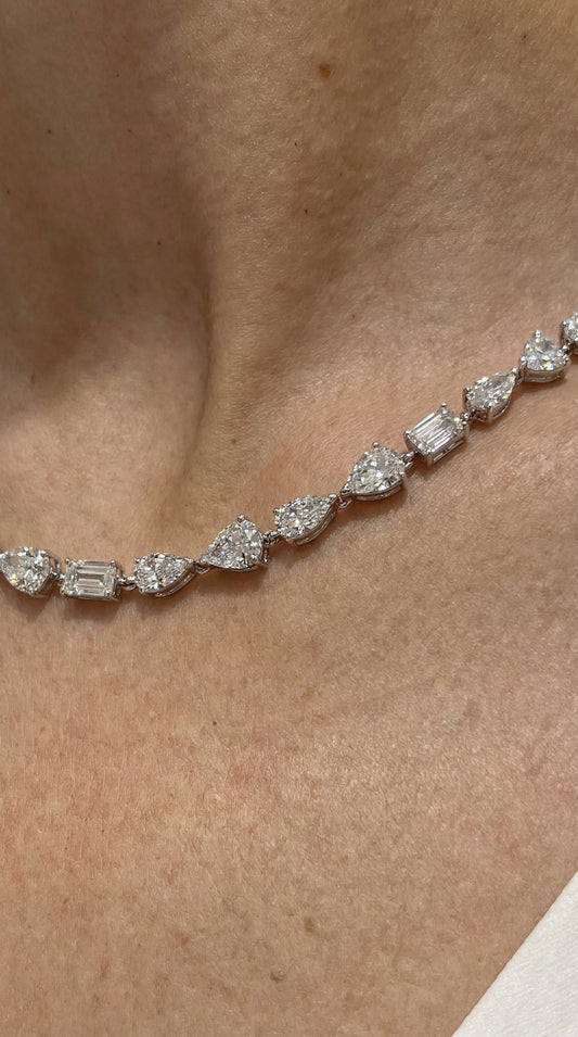 Mix Shape Diamond Necklace (ARJS3687)