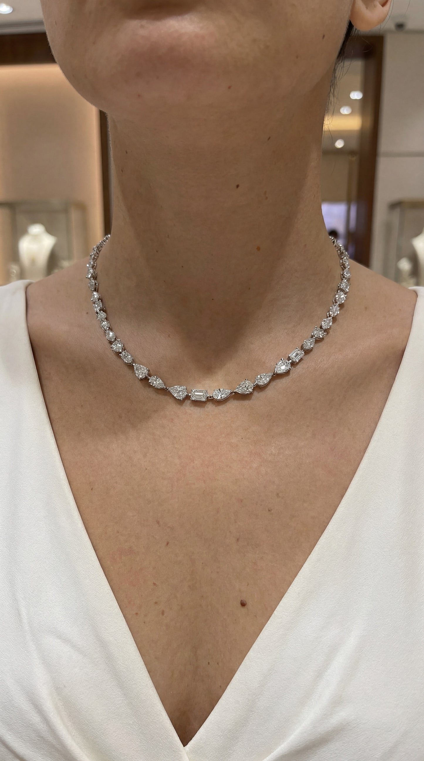 Mix Shape Diamond Necklace (ARJS3687)