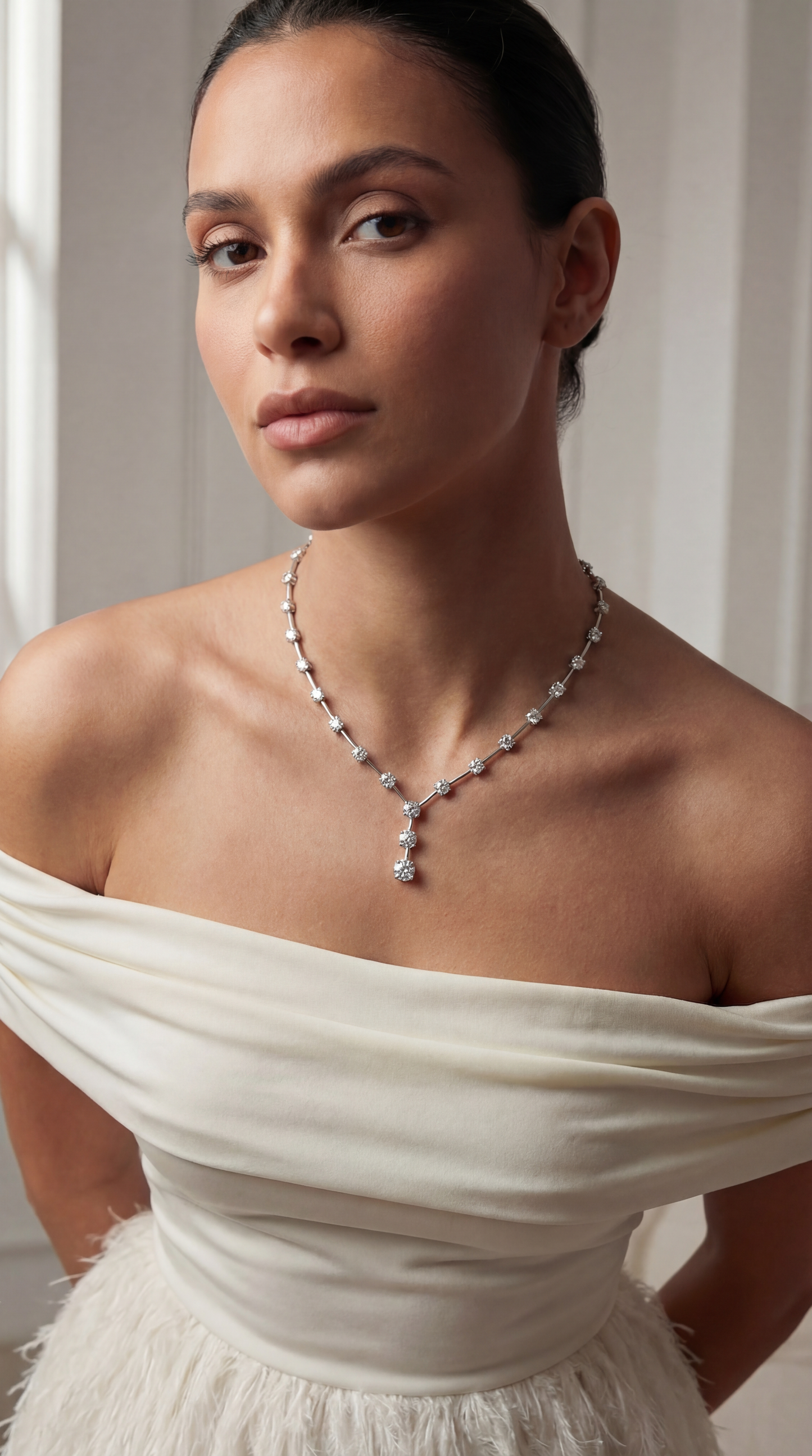 Natural Diamond Solitaire Long Necklace
