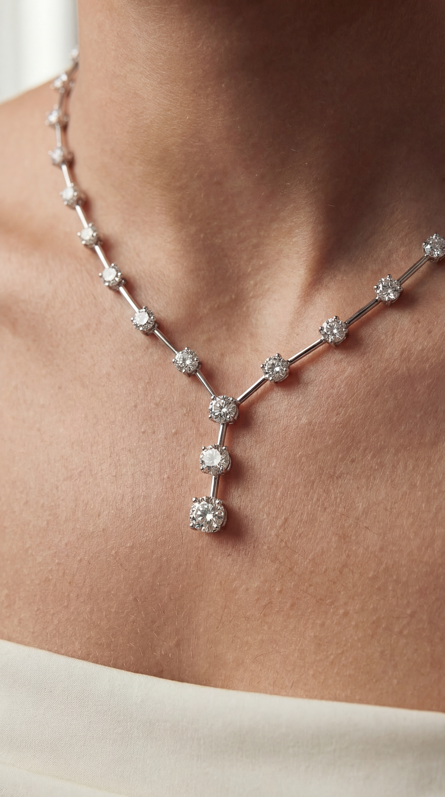 Natural Diamond Solitaire Long Necklace