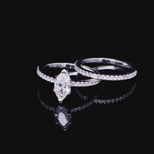 Marquise Twin Band Diamond Ring in White Gold (ARJS2647)