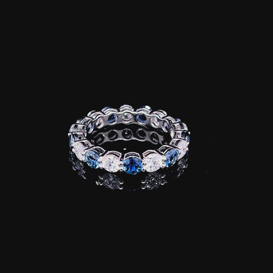 Round Blue Sapphire and Diamond Eternity Band (ARJS4184)