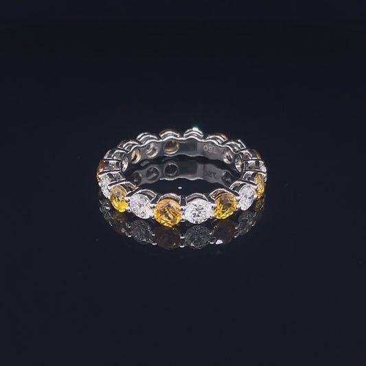 Round Yellow Sapphire with Diamond Eternity Band (ARJS4183)