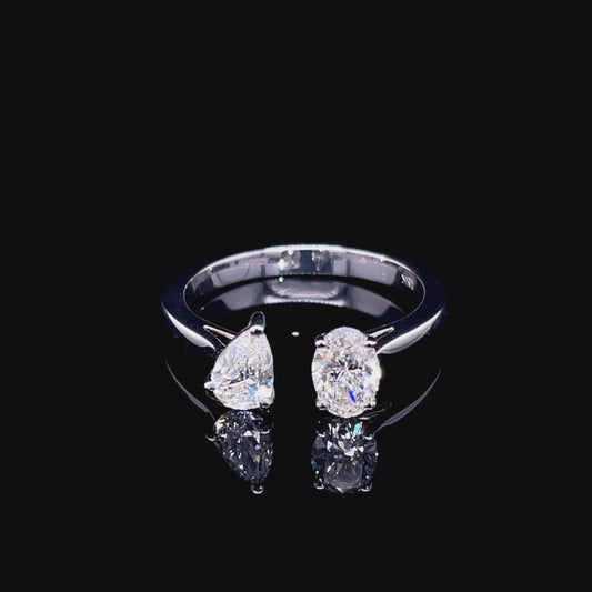 Oval and Pear Bypass Diamond Ring (ARJS4092)