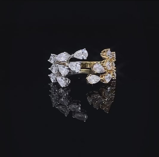 Pear Diamond 2 Toned Diamond Ring (ARJS2887)