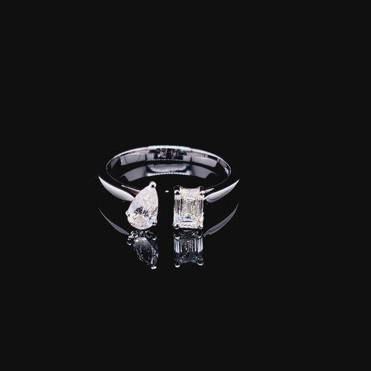 Emerald and Pear Cut Bypass Diamond Ring (ARJS4094)