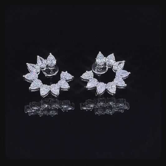 Pear C Type Hoop Diamond Earrings (ARJS2195)