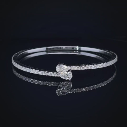 Half Carat Dual Pear Diamond Bangle(ARJS2529)