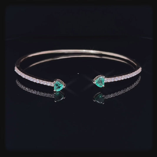 Natural Green Heart Bangle (ARJS2452)