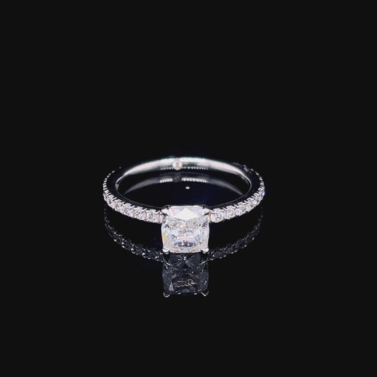 1CT Cushion with Side Diamonds Ring (ARJS2470)