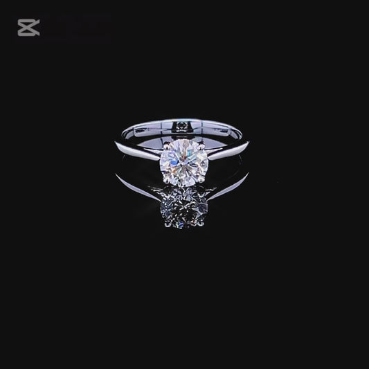 1 Carat Classic Round White Gold Ring (ARJS2953)