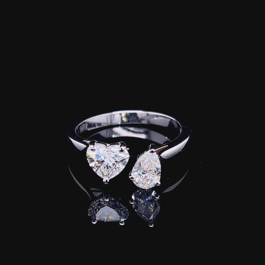 Heart and Pear Bypass Diamond Ring (ARJS4093)