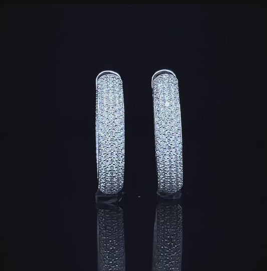 Round Paved Diamond Hoop Earrings  (SKJ1213)