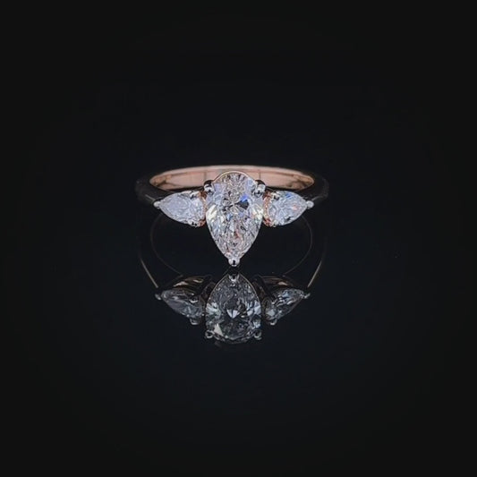 1CT Pear Trilogy Rose Gold Ring (ARJS2523)