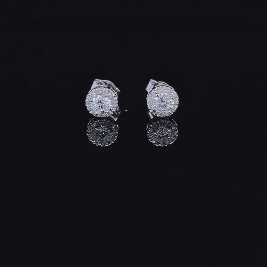 Round Halo Diamond Studs in White Gold (ARJS2512)