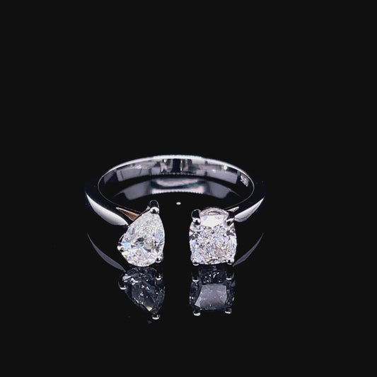 Cushion and Pear Bypass Diamond Ring (ARJS4095)