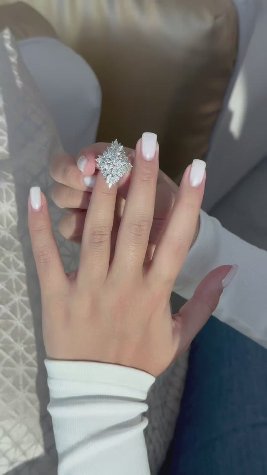 Mix Shape Flower Style Diamond Ring (ARJS3954)