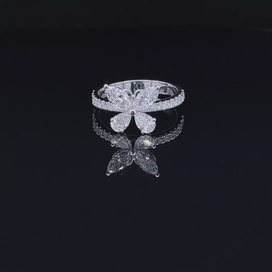 Pear Cut Butterfly Design Diamond Ring (ARJS2675)